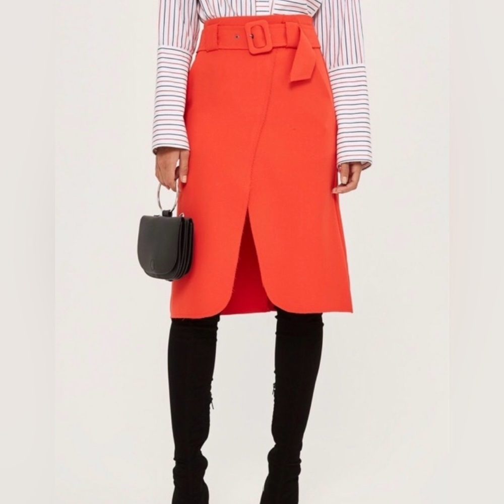 Topshop Asymmetrical Orange Skirt